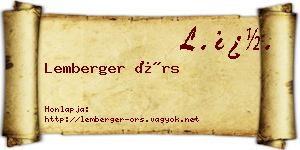 Lemberger Örs névjegykártya